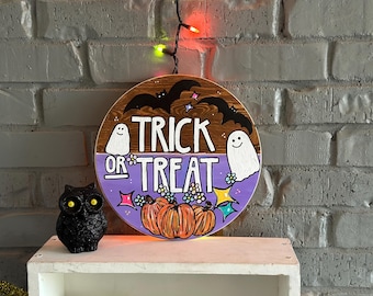 Trick or Treat Cute Door Hanger Door Sign Halloween
