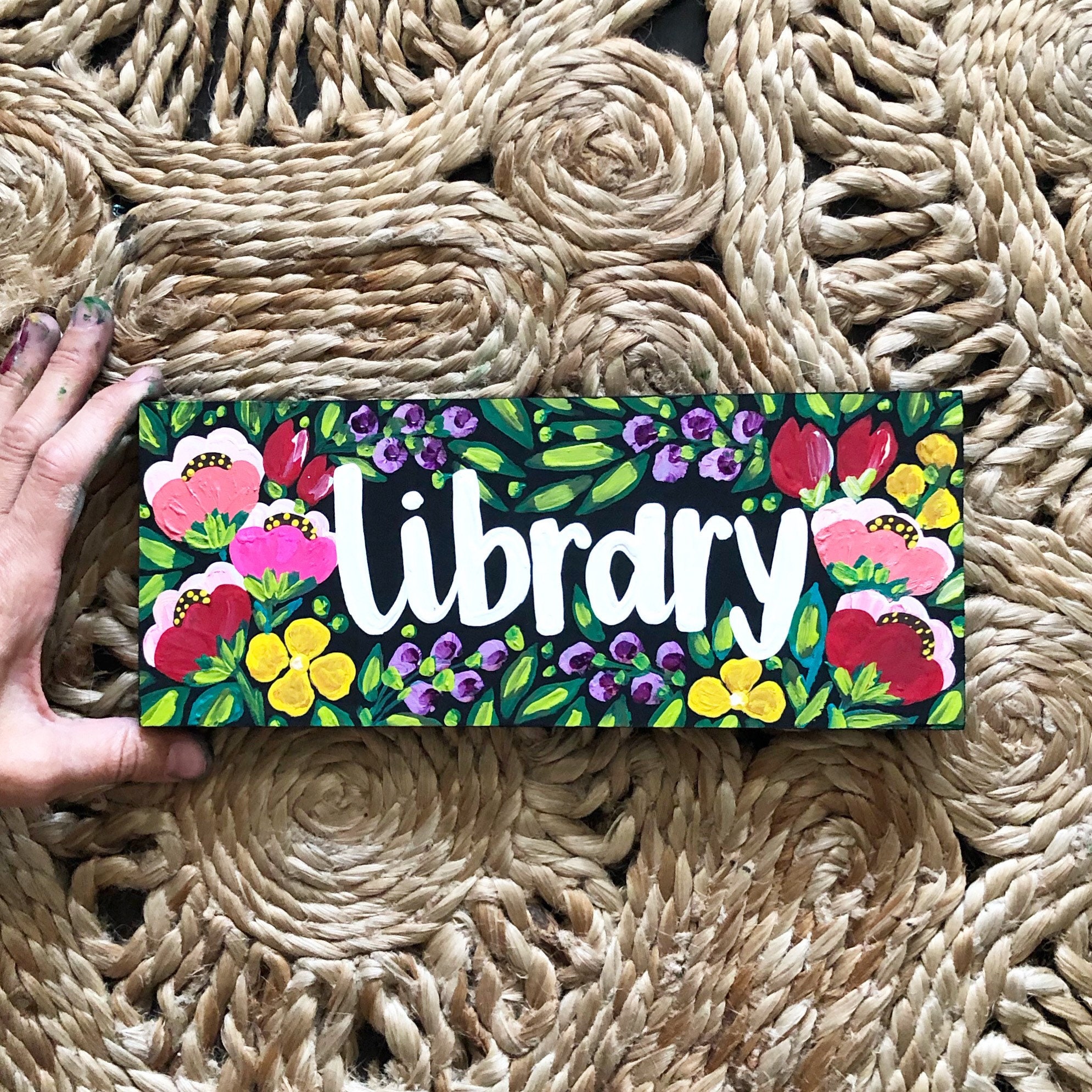 Library Sign | Etsy