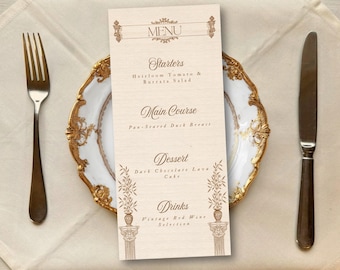 Szablon menu weselnego Imperial Gold | Elegancka, klasyczna karta menu (do pobrania cyfrowego)