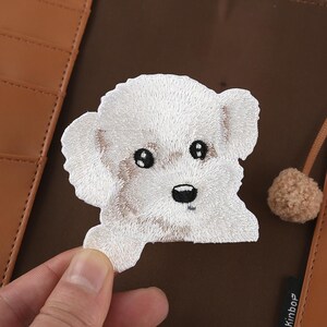 3 X 3 1/4 Inch White Poodle Full Body Dog Breed Embroidery Patch - Iron-On, Embroidered, Single
