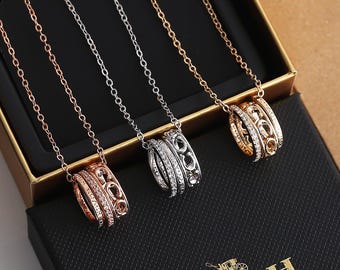 Coach In Box 18k vergulde C-holle ketting met drie ringen