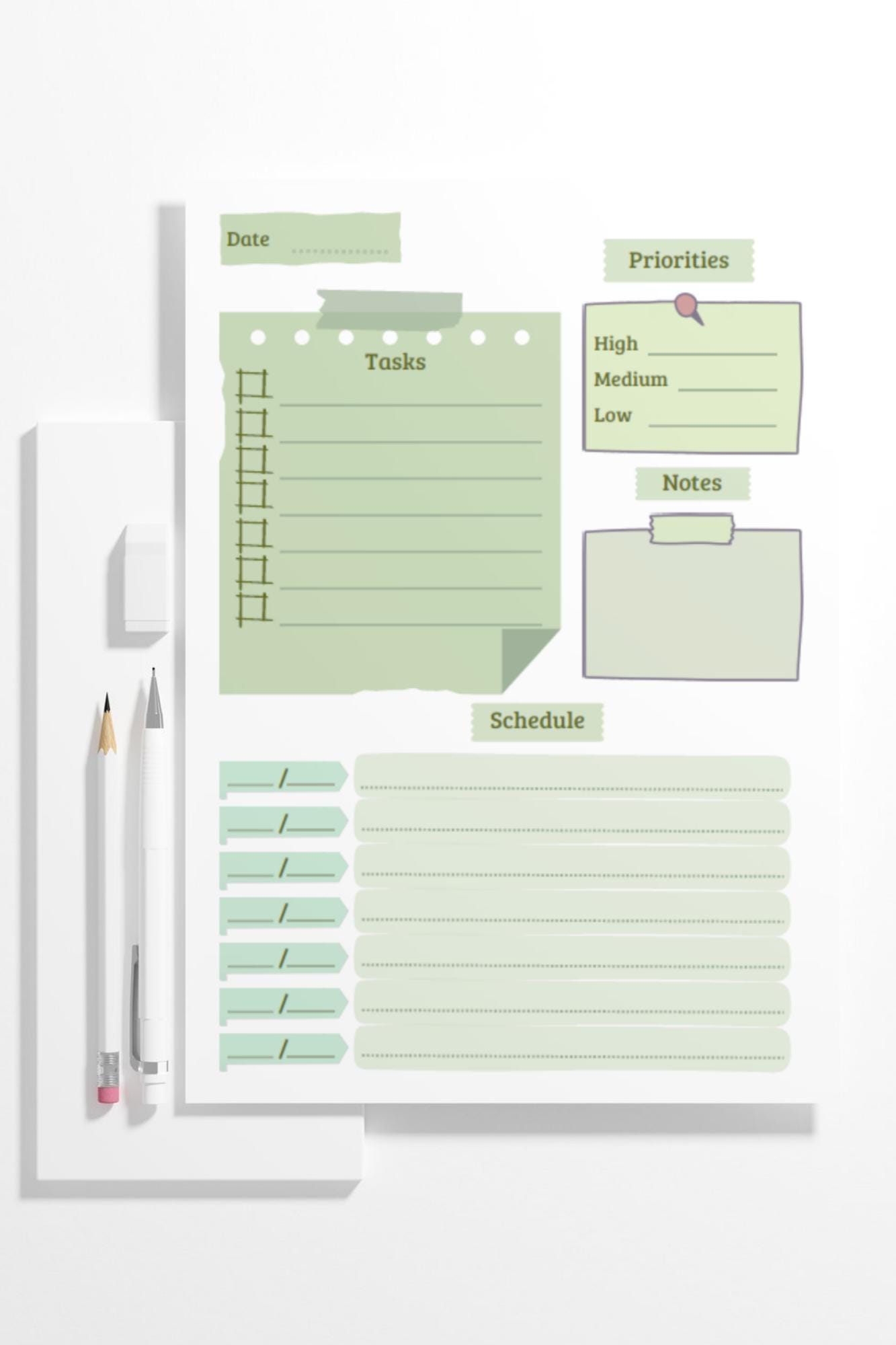 Daily Task Planner Printable – Evergreen Productivity Sheet ...