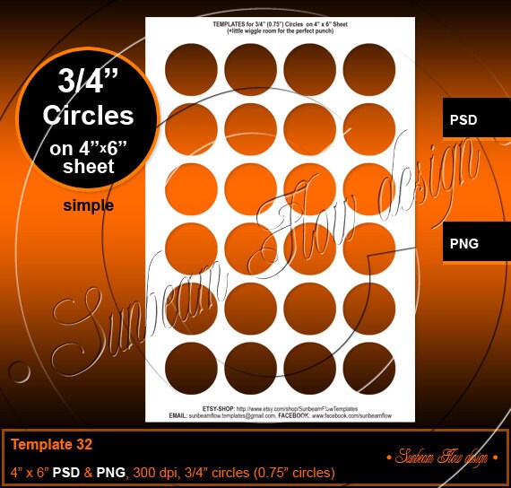 INSTANT DOWNLOAD - 3/4" (0.75inch) Circles TEMPLATE 32 Printable…