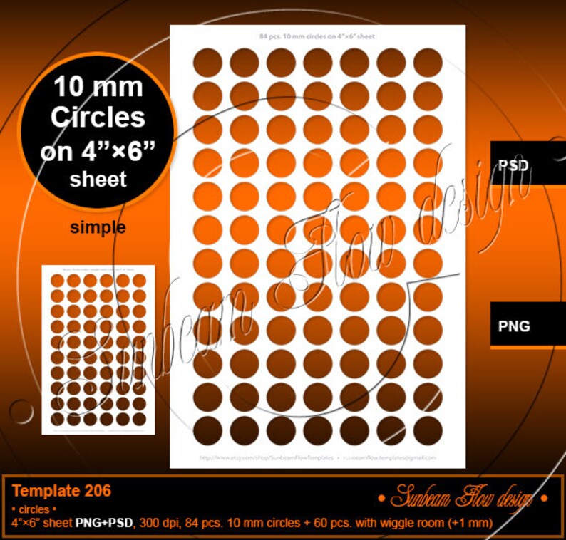 INSTANT DOWNLOAD 10 Mm Circles Circle TEMPLATE 206 Printable | Etsy