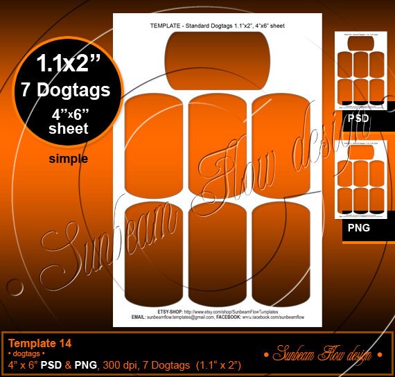 INSTANT DOWNLOAD - Dog tags 14 TEMPLATE  4x6 Printable for your Artwo…