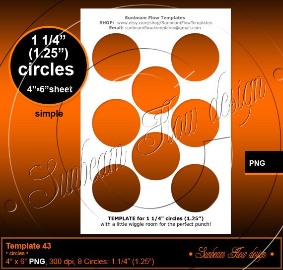 INSTANT DOWNLOAD 1 1/4 1.25 inch Circles TEMPLATE 43 | Etsy