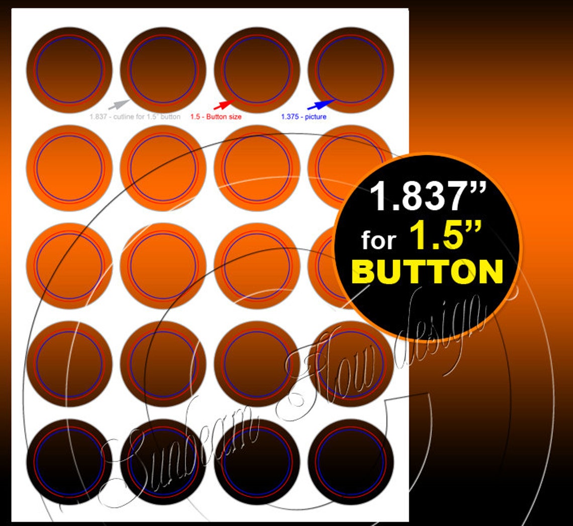 INSTANT DOWNLOAD Template For 1 5 Buttons TEMPLATE 65 Etsy