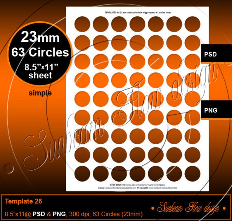 INSTANT DOWNLOAD 23 mm size Circles TEMPLATE 26 Printable | Etsy