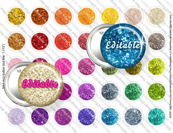 INSTANT DOWNLOAD - 1.313" for 1inch Buttons Circles Glitter 09 E…
