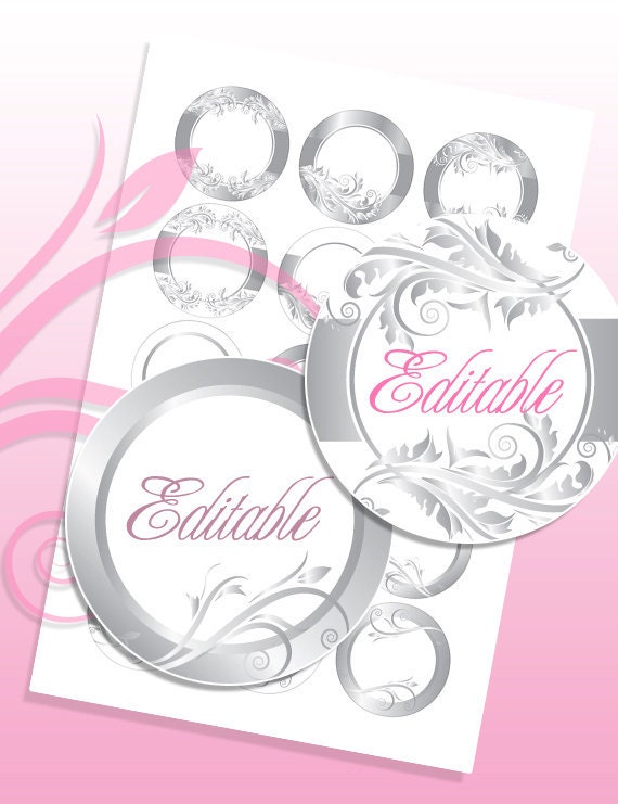 INSTANT DOWNLOAD - 1" Circles 4x6 Editable Jpg 42 Ornaments Bott…