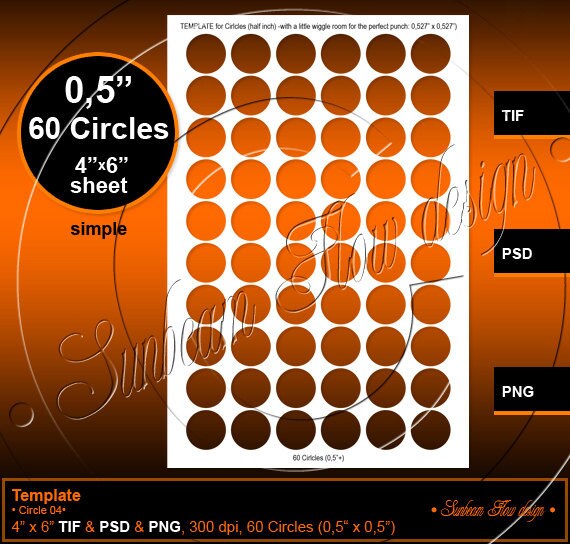 INSTANT DOWNLOAD - 1/2" Circles 04 TEMPLATE -Printable Bottle ca…
