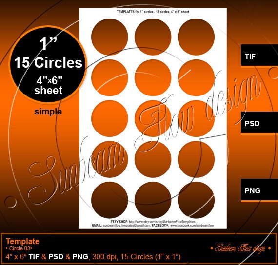 INSTANT DOWNLOAD - 1" Circles 03 TEMPLATE 4x6 Printable Bottle c…
