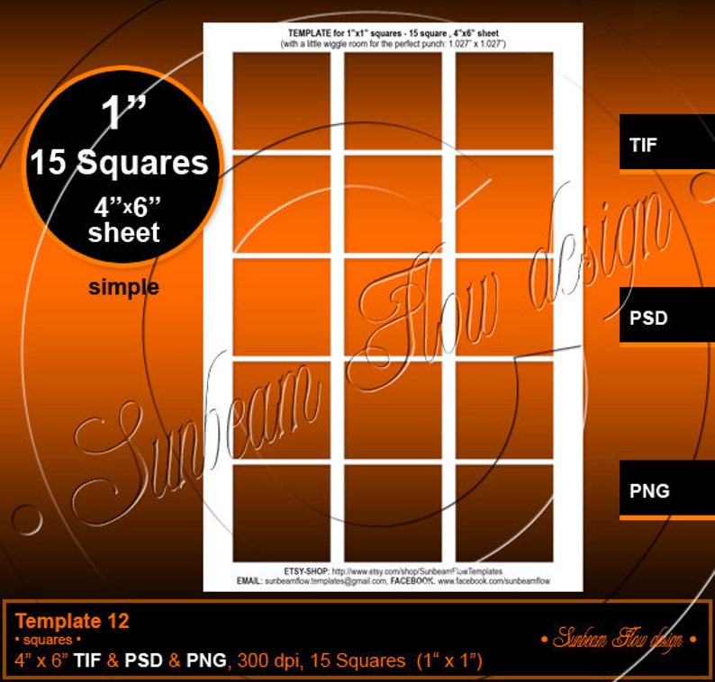 INSTANT DOWNLOAD 1 Squares TEMPLATE 12 4x6 Printable | Etsy