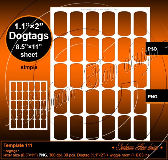 INSTANT DOWNLOAD Dog tags 1.1/x 2 TEMPLATE | Etsy