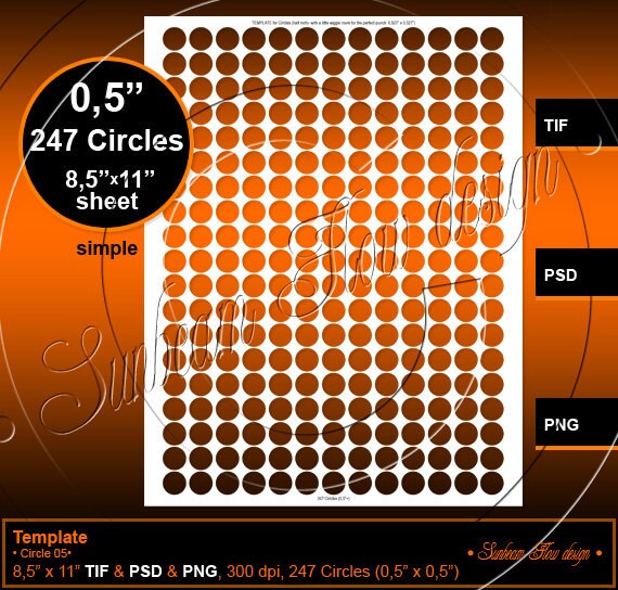 INSTANT DOWNLOAD - 1/2" Circles 05 TEMPLATE -Printable Bottle ca…