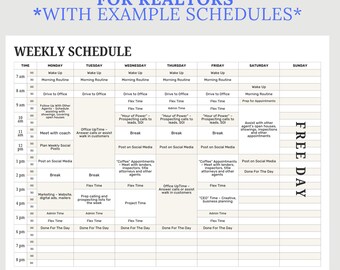 Realtor Timeblocking Template: Task Tracker, Content Calendar (Google Sheets + Canva Digital Download