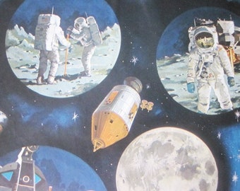 Vintage Wrapping Paper - Apollo 17 1972 Moon Landing Gift Wrap - One Unused Sheet - Astronauts Space Craft Space Exploration Universe
