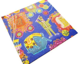 Vintage Gift Wrap - Circus in is Town - Full sheet Wrapping Paper - Laurel Gift Wrap - Lion Bear Elephant Ringmaster Monkey