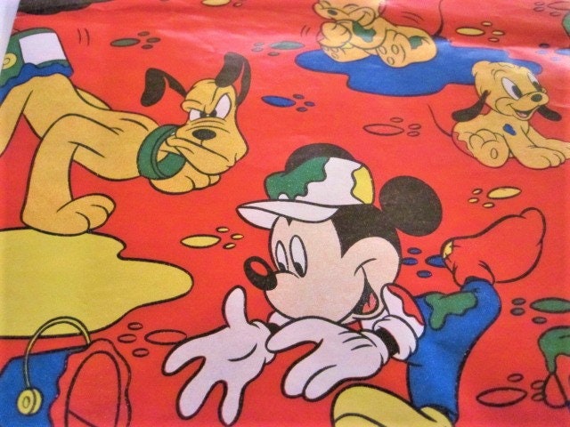 Disney Mickey Mouse and Pluto on Blue Wrapping Paper, 17.5 sq. ft