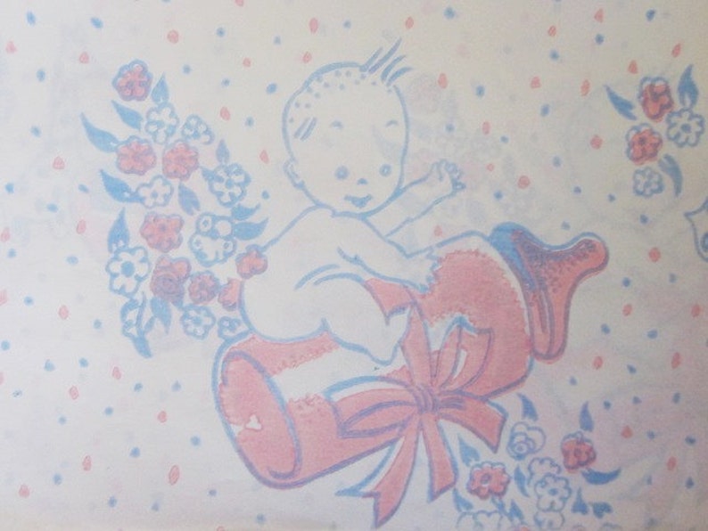 Vintage Wrapping Paper Baby Bottle Rocket Gift Wrap Etsy