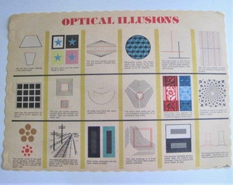 Vintage Dollar-Wise Paper Placemat - Optical Illusions - Vintage Restaurant Place Mat - Springprint Medallion