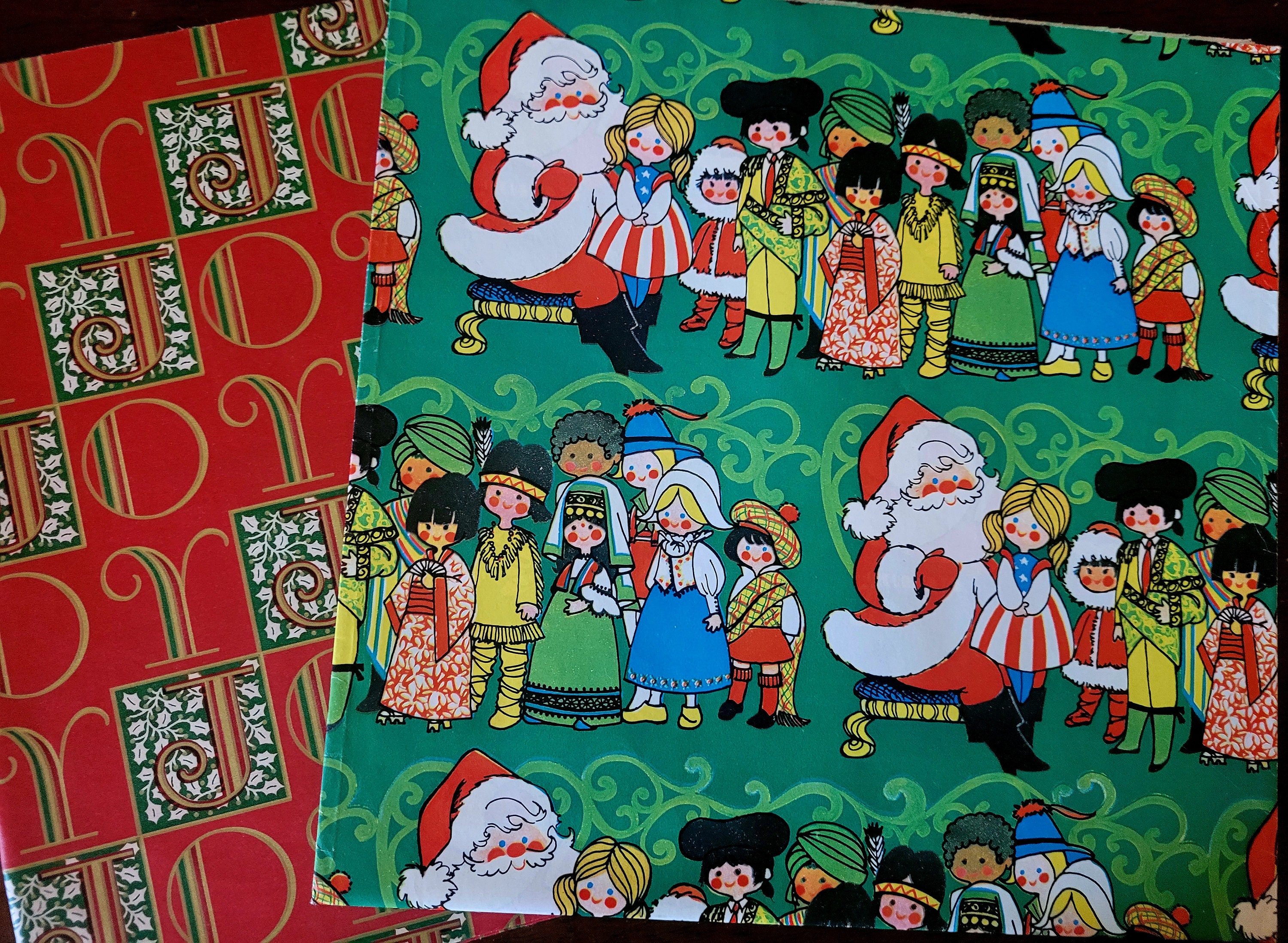 Vintage Hallmark Christmas Wrapping Paper Gift Wrap 14 Sheets Unopened  Packages 