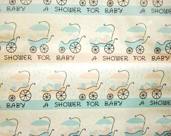 Vintage Wrapping Paper - For Your Baby - Baby Shower Full Sheet Gift Wrap - Whitman