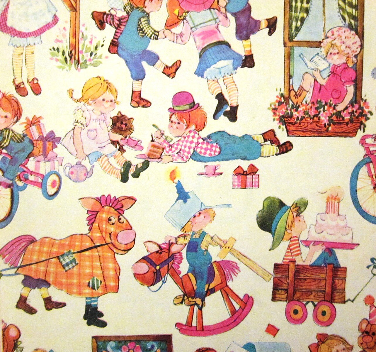 Vintage Wrapping Paper Happy Birthday Party Full Sheet Gift Wrap ...
