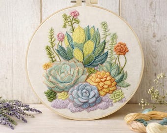 Kit de bordado botánico DIY: bordado a mano de suculentas para principiantes
