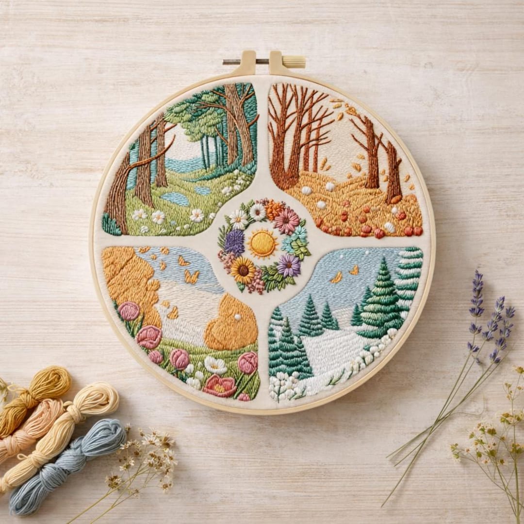 Four Seasons Embroidery Kit DIY Needlework Hoop Art Kit - Etsy