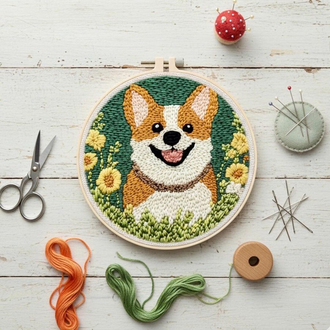 Punch Needle Embroidery Kit – Corgi Design, DIY Craft for Beginners - Etsy