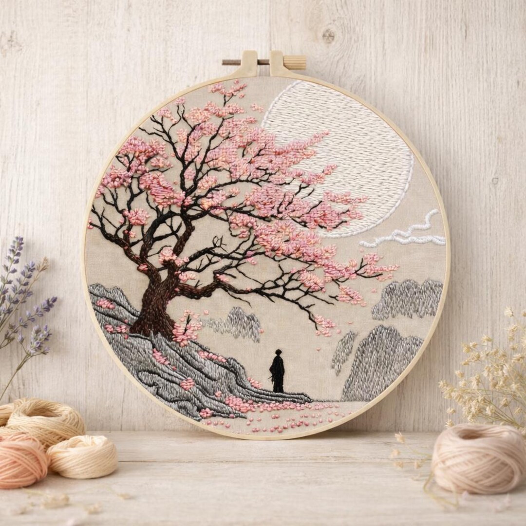 Cherry Blossom Embroidery Kit – Japanese Landscape DIY Craft - Etsy
