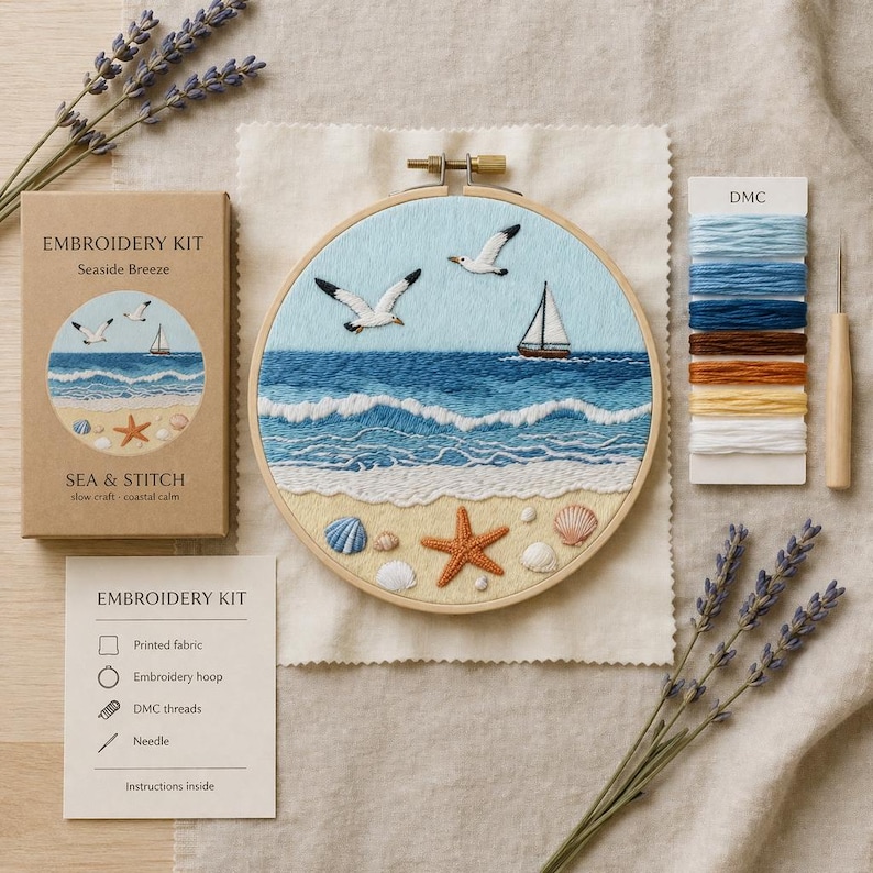 Ocean Embroidery Kit DIY – Seaside Needlework Craft - Etsy