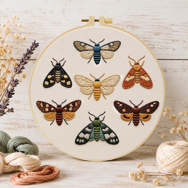 Modern Moth Embroidery Kit DIY