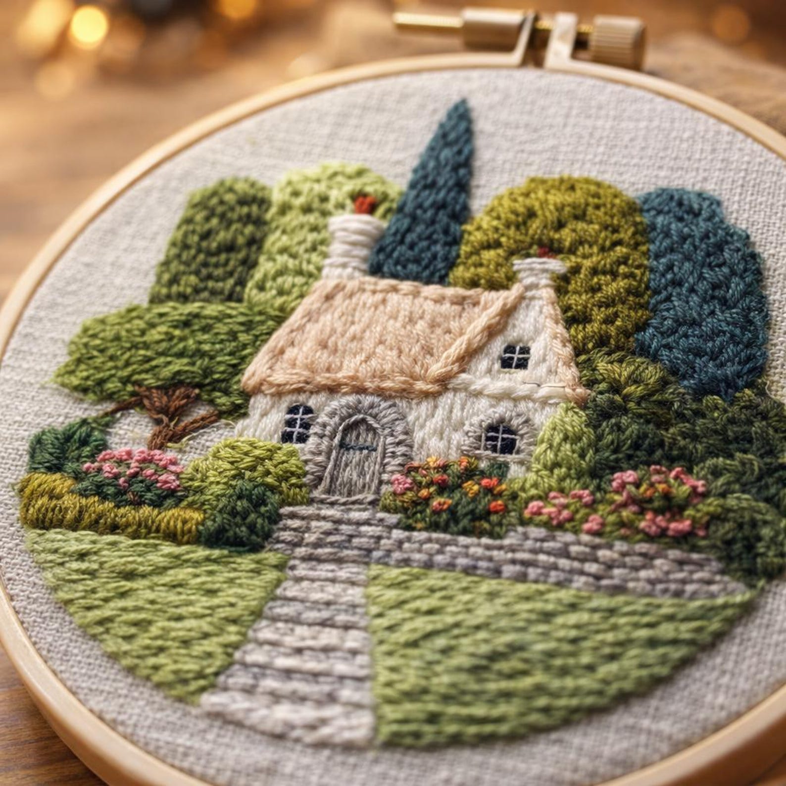 Cottagecore Embroidery Hoop Art – Hand-embroidered Cottage & Garden ...