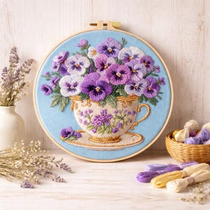 DIY Lavender Embroidery Kit – Floral Needlework Craft Kit, Beginner Friendly, Provence Style