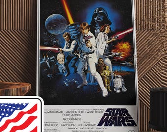 Plakat filmowy „Gwiezdne Wojny” z 1977 roku, płótno, plakat filmowy w stylu retro