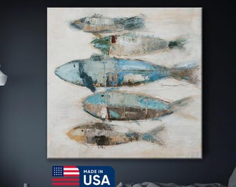 Lake house decor trout fish set modern lakehouse art coastal, animal poster, wall art canvas design