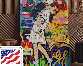 DEATH NYC Hand Signed Street Art Print Large Framed 16x20in With