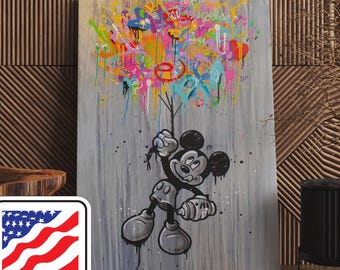 Abstrait Mickey Mouse, toile pop art graffiti Banksy, encadré décoration d'intérieur moderne