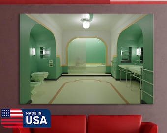 The Shining Movie Bathroom Canvas Wall Art Print, Stanley Kubrick's Room 237 Horror Movie Restroom Decor, Funny Bathroom Poster