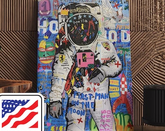 Banksy Astronaut Graffiti Pop Art, Street Art  Modern Decor Canvas Ready to Hang or Poster