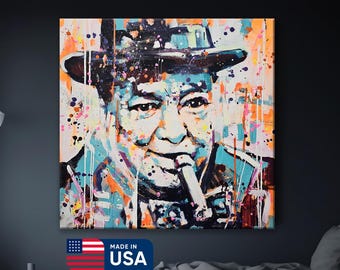 Tela de Pop Art de Winston Churchill – Pop Art Estilo Banksy Winston Churchill – Pôster de Arte de Rua Winston Churchill