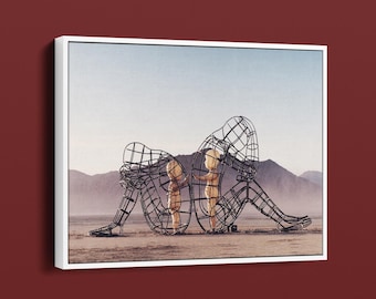 Alexander Milov  Two People Turning Their Backs On Each Other At Burning Man Canvas Wall Art