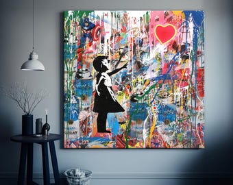 Banksy Girl With the Red Balloon - Etsy