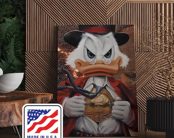 Scrooge McDuck Bitcoin Hero Canvas Wall Art, Contemporary Wall art, Office Decor