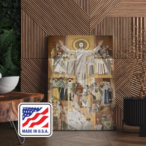 Jesus Touchdown Canvas Wall Art, Touchdown Jesus Poster Print Art Notre Dame College Football Man Cave Fighting Irish Bar, Poster