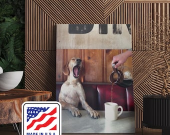 Funny Coffee for Dogs Canvas Wall Art, Vintage Print, Photography Print, Funny Meme Poster, Lifestyle Print, Museum Quality Photo Print
