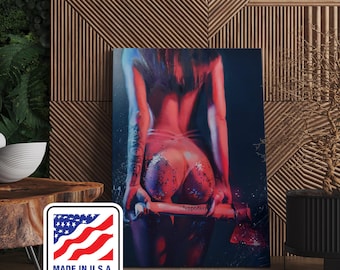 Impressão em tela de mulher abstrata de fantasia, arte de parede de mulher nua, arte em tela para quarto, decoração de parede com foto sensual, arte em tela com foto sensual