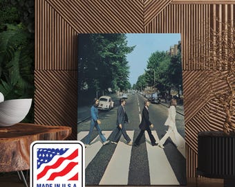 Arte de parede em tela com a capa do álbum Abbey Road dos Beatles - Decoração emoldurada - Impressão em pôster